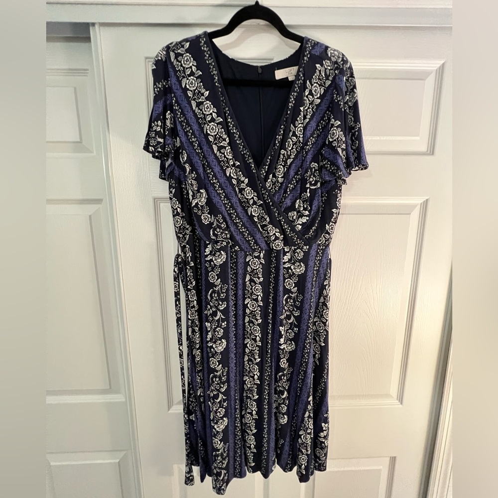 Loft Plus knee length blue floral dress